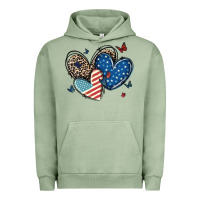 Pigment Oil Green american flag leopard hearts Urban Hoodie - MaliasSmallBusiness