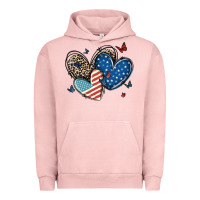 Pigment Salmon american flag leopard hearts Urban Hoodie - MaliasSmallBusiness