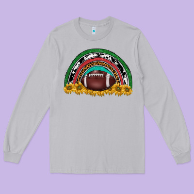 Merry Christmas Sunflower Rainbow Long Sleeve Tee Designed By Barkaloodesign