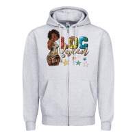 Heather Grey afro woman loc queen Zipper Hoodie - texasbilliewilder