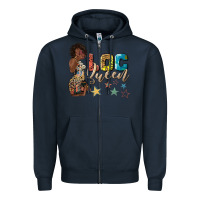 Navy afro woman loc queen Zipper Hoodie - texasbilliewilder