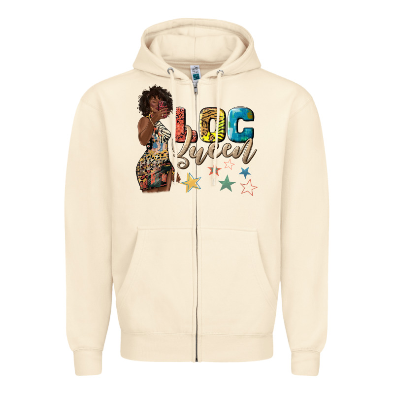 Afro Woman Loc Queen Zipper Hoodie by texasbilliewilder | Teevron