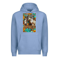 Colony Blue Western Ranch Life Mustang Horse Premium Hoodie - LillyAllenDesigns