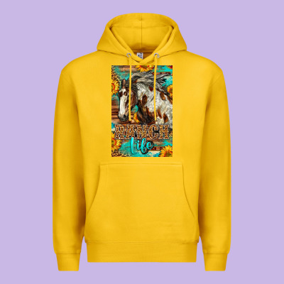 Western Ranch Life Mustang Horse Premium Hoodie Designed By Lillyallendesigns