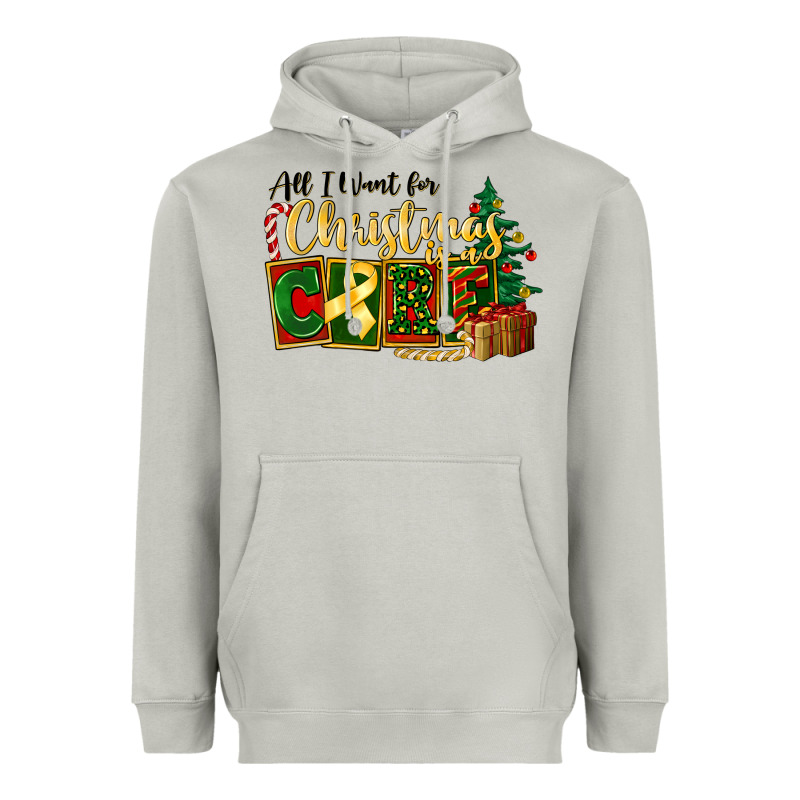 All I Want For Christmas Is Cure Childhood Cancer Heavyweight Hoodie by FaDigitalArtStudio | Teevron