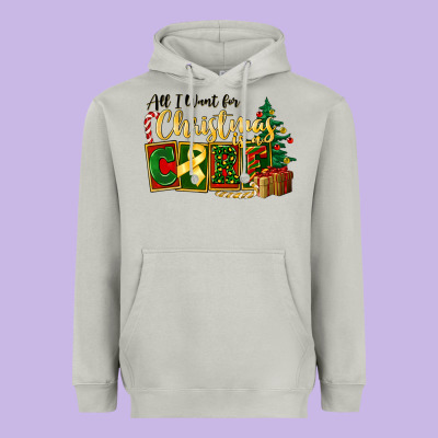 All I Want For Christmas Is Cure Childhood Cancer Heavyweight Hoodie Designed By Fadigitalartstudio