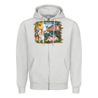 Dove Grey Easter Farm Bunny And Pig Zipper Hoodie - RanaPortraitStore