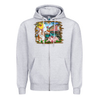 Heather Grey Easter Farm Bunny And Pig Zipper Hoodie - RanaPortraitStore