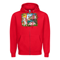Red Easter Farm Bunny And Pig Zipper Hoodie - RanaPortraitStore