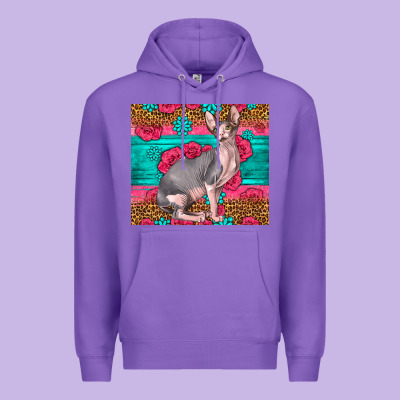 Pink Glitter And Roses Sphynx Cat Premium Hoodie Designed By Lillyallendesigns