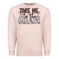 Pale Pink take me to the ballpark Premium Sweatshirt - CowhideDigitalArt