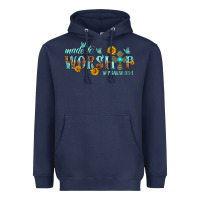Navy made to worship with sunflowers Heavyweight Hoodie - HRA Design Shop