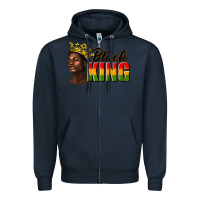 Navy afro man black king Zipper Hoodie - texasbilliewilder