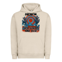 Pigment French Oak dream' in red white and blue Urban Hoodie - MaliasSmallBusiness