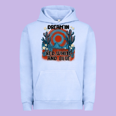 Dream' In Red White And Blue Urban Hoodie Designed By Maliassmallbusiness