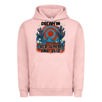 Pigment Salmon dream' in red white and blue Urban Hoodie - MaliasSmallBusiness