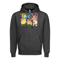 Charcoal Heather Easter Farm Chicks And Bunny Zipper Hoodie - RanaPortraitStore