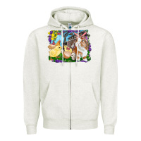 Oatmeal Heather Easter Farm Chicks And Bunny Zipper Hoodie - RanaPortraitStore