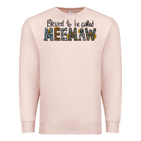 Pale Pink blessed meemaw Premium Sweatshirt - CowhideDigitalArt