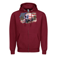 Burgundy american skull Zipper Hoodie - Zillion Design Studio