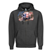 Charcoal Heather american skull Zipper Hoodie - Zillion Design Studio
