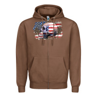 Chestnut american skull Zipper Hoodie - Zillion Design Studio