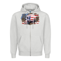Dove Grey american skull Zipper Hoodie - Zillion Design Studio
