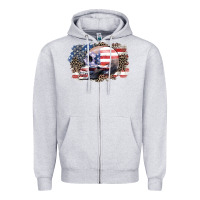 Heather Grey american skull Zipper Hoodie - Zillion Design Studio