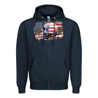 Navy american skull Zipper Hoodie - Zillion Design Studio