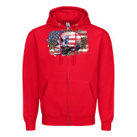 Red american skull Zipper Hoodie - Zillion Design Studio
