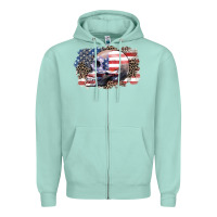 Seafoam american skull Zipper Hoodie - Zillion Design Studio