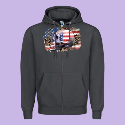 American Skull Zipper Hoodie Designed By Zillion Design Studio