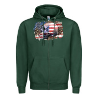 Sports Green american skull Zipper Hoodie - Zillion Design Studio