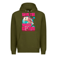 Army Green save the water kittens axolotl Premium Hoodie - Jasminsmagicworld