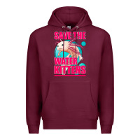 Burgundy save the water kittens axolotl Premium Hoodie - Jasminsmagicworld