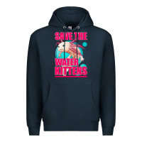 Navy save the water kittens axolotl Premium Hoodie - Jasminsmagicworld
