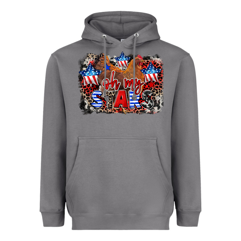 Oh My Stars Chicken 4th Of July Heavyweight Hoodie by CowGirlArtShop | Teevron