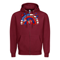 Burgundy American rainbow Zipper Hoodie - Zillion Design Studio