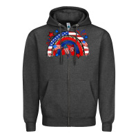 Charcoal Heather American rainbow Zipper Hoodie - Zillion Design Studio
