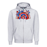 Heather Grey American rainbow Zipper Hoodie - Zillion Design Studio