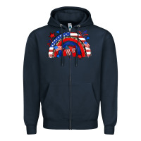 Navy American rainbow Zipper Hoodie - Zillion Design Studio