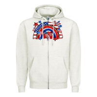 Oatmeal Heather American rainbow Zipper Hoodie - Zillion Design Studio