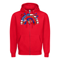 Red American rainbow Zipper Hoodie - Zillion Design Studio