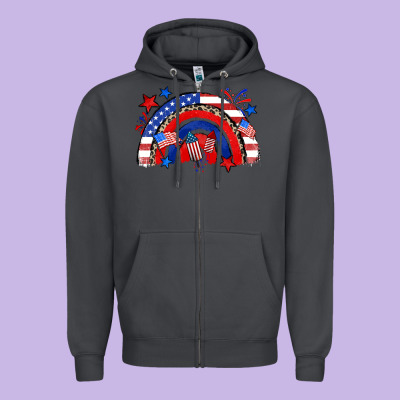 American Rainbow Zipper Hoodie Designed By Zillion Design Studio
