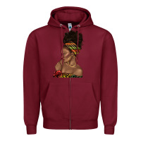 Burgundy afro black woman profile juneteenth Zipper Hoodie - texasbilliewilder