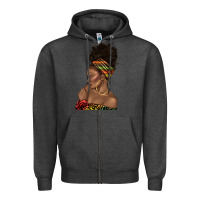 Charcoal Heather afro black woman profile juneteenth Zipper Hoodie - texasbilliewilder