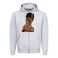 Heather Grey afro black woman profile juneteenth Zipper Hoodie - texasbilliewilder