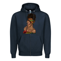 Navy afro black woman profile juneteenth Zipper Hoodie - texasbilliewilder