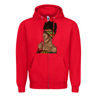 Red afro black woman profile juneteenth Zipper Hoodie - texasbilliewilder