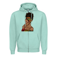 Seafoam afro black woman profile juneteenth Zipper Hoodie - texasbilliewilder